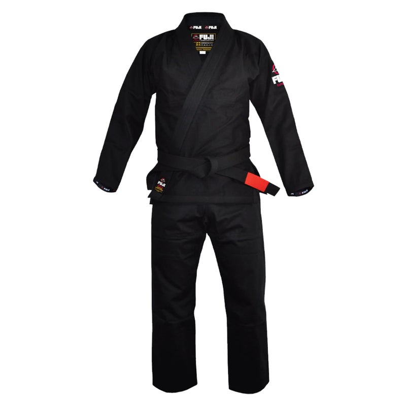 FUJI Lightweight Brazilian Style Jiu Jitsu Uniform, BJJ Uniform with Pearl Weave Fabric Jacket and Bungee Drawstrings, Black, Size A2 - Image 1